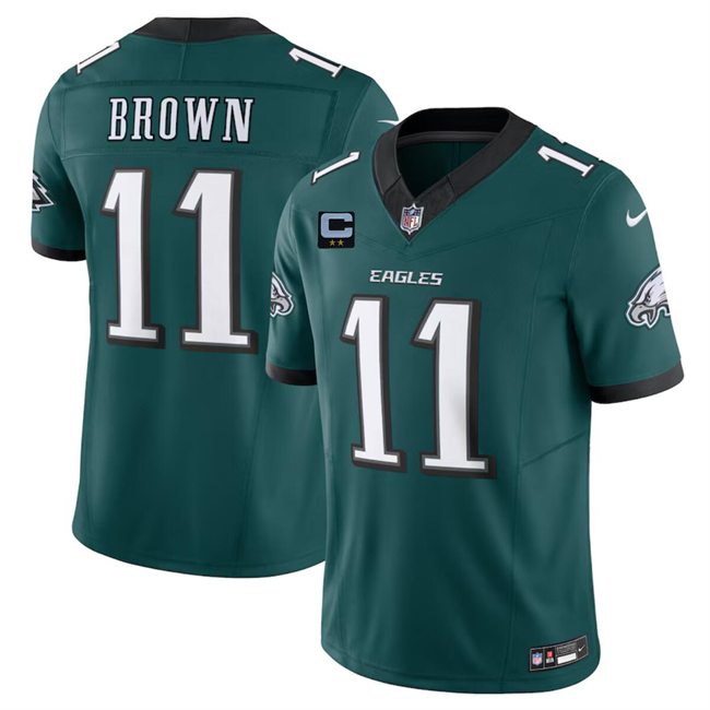 Men's Philadelphia Eagles #11 A. J. Brown Green F.U.S.E With 2-Star C Patch Vapor Untouchable Limited Stitched Football Jersey